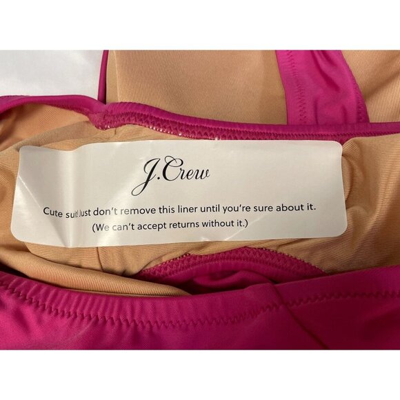 NWT J. Crew Ruched V Neck One Piece Swimsuit Size 8 Fuchsia Pink BC116 Swim - Picture 5 of 7